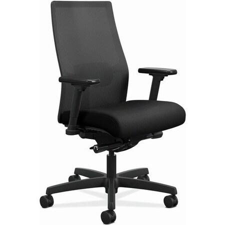OFM IGNITION 2.0 4-WAY STRETCH MID-BACK MESH TASK CHAIR, SUPPORTS UP TO 300 LBS., BLK SEAT, BLK BASE HONI2M2AMLC10TK